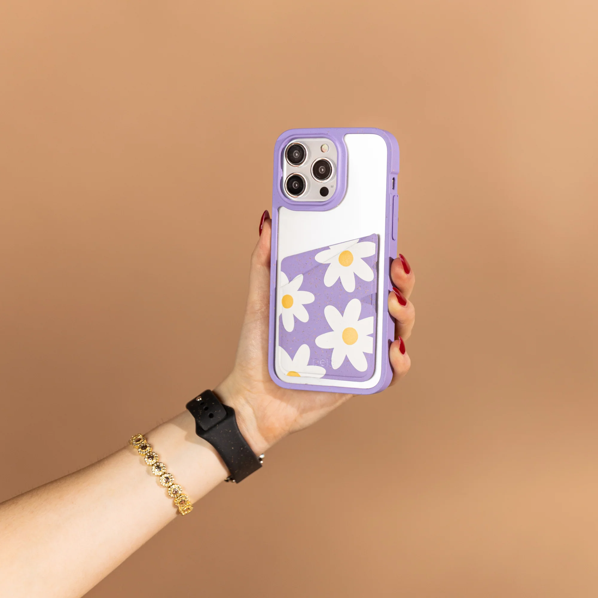 Daisy Lavender Phone Case Card Holder - Image 3