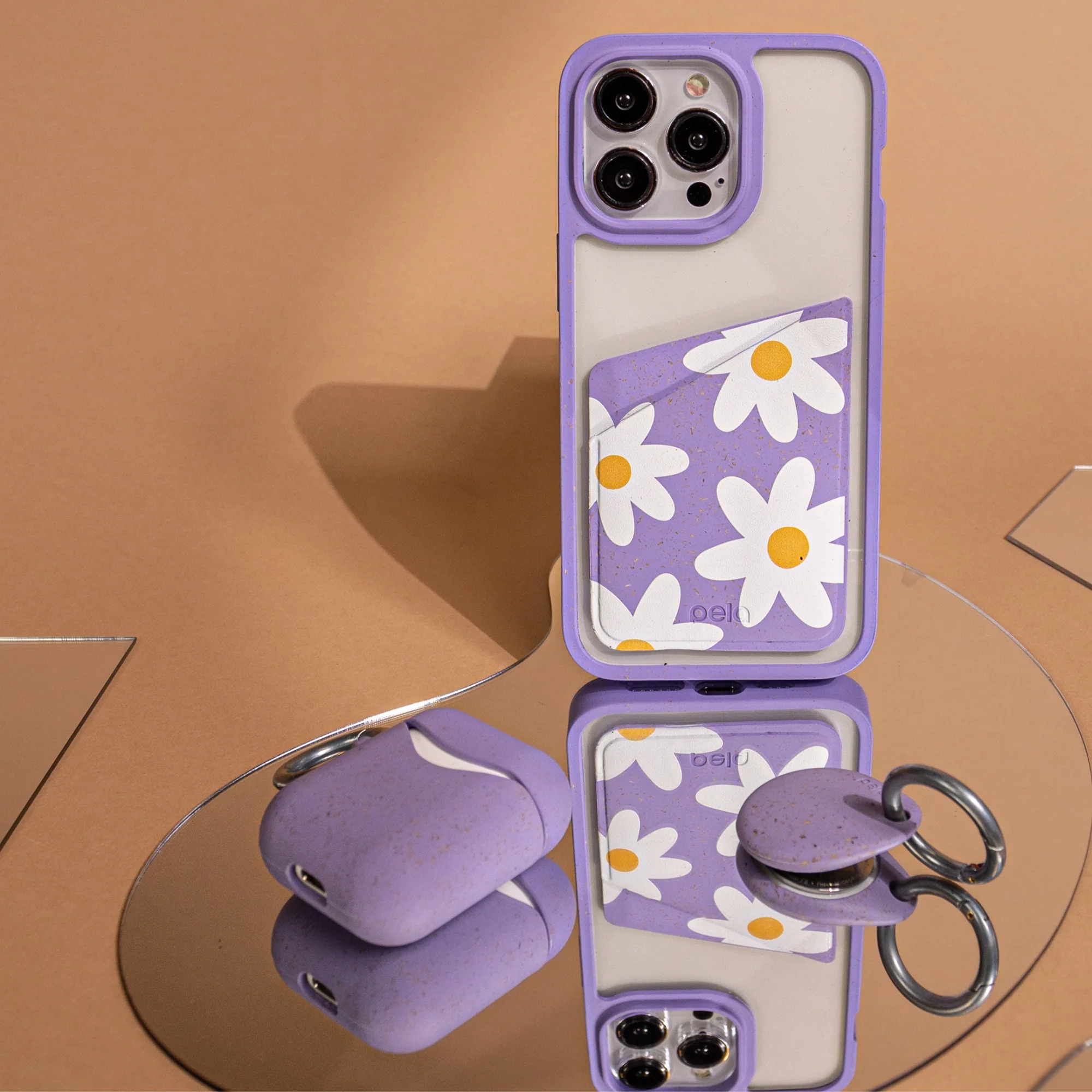 Daisy Lavender Phone Case Card Holder - Image 4