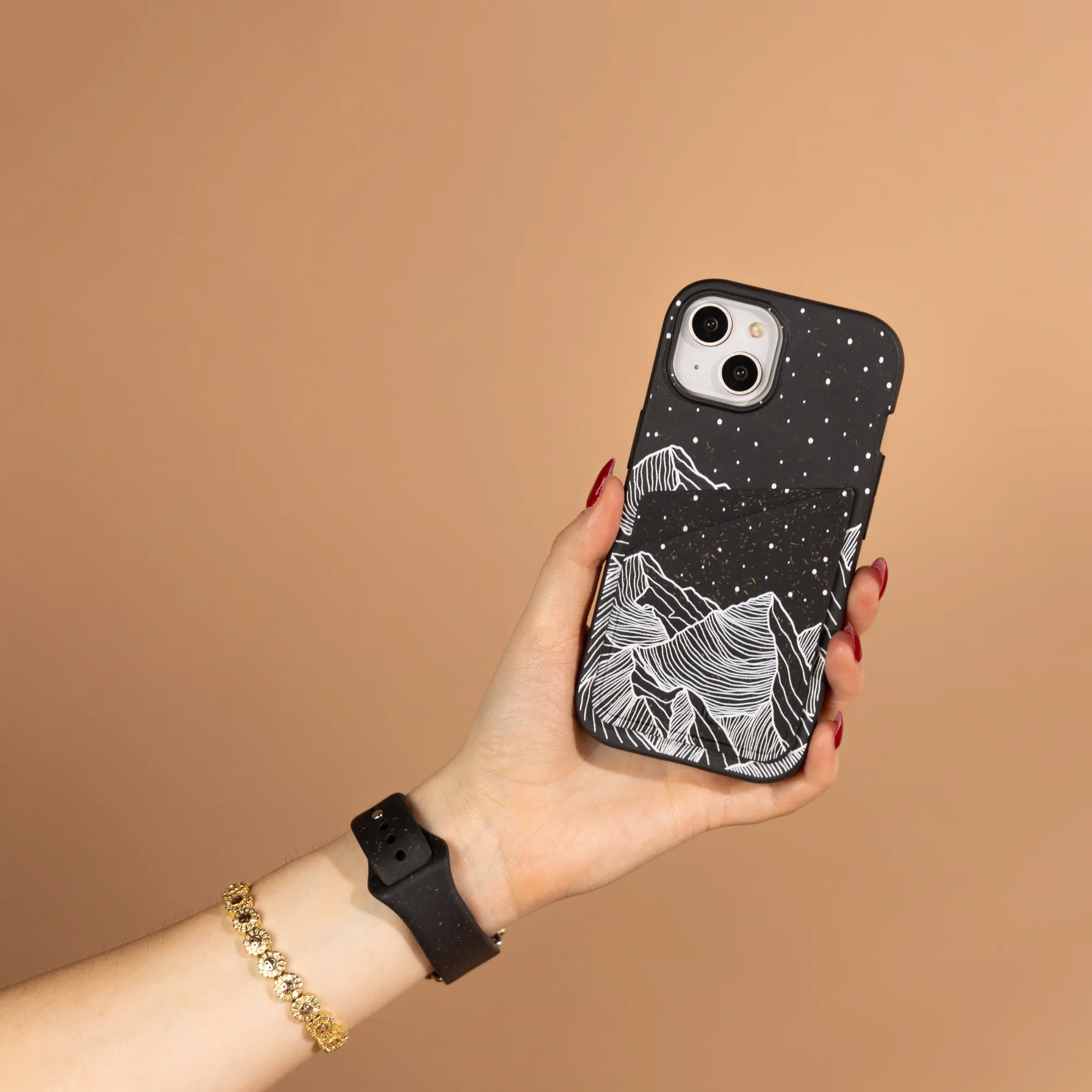 Night Panorama Black Phone Case Card Holder - Image 3